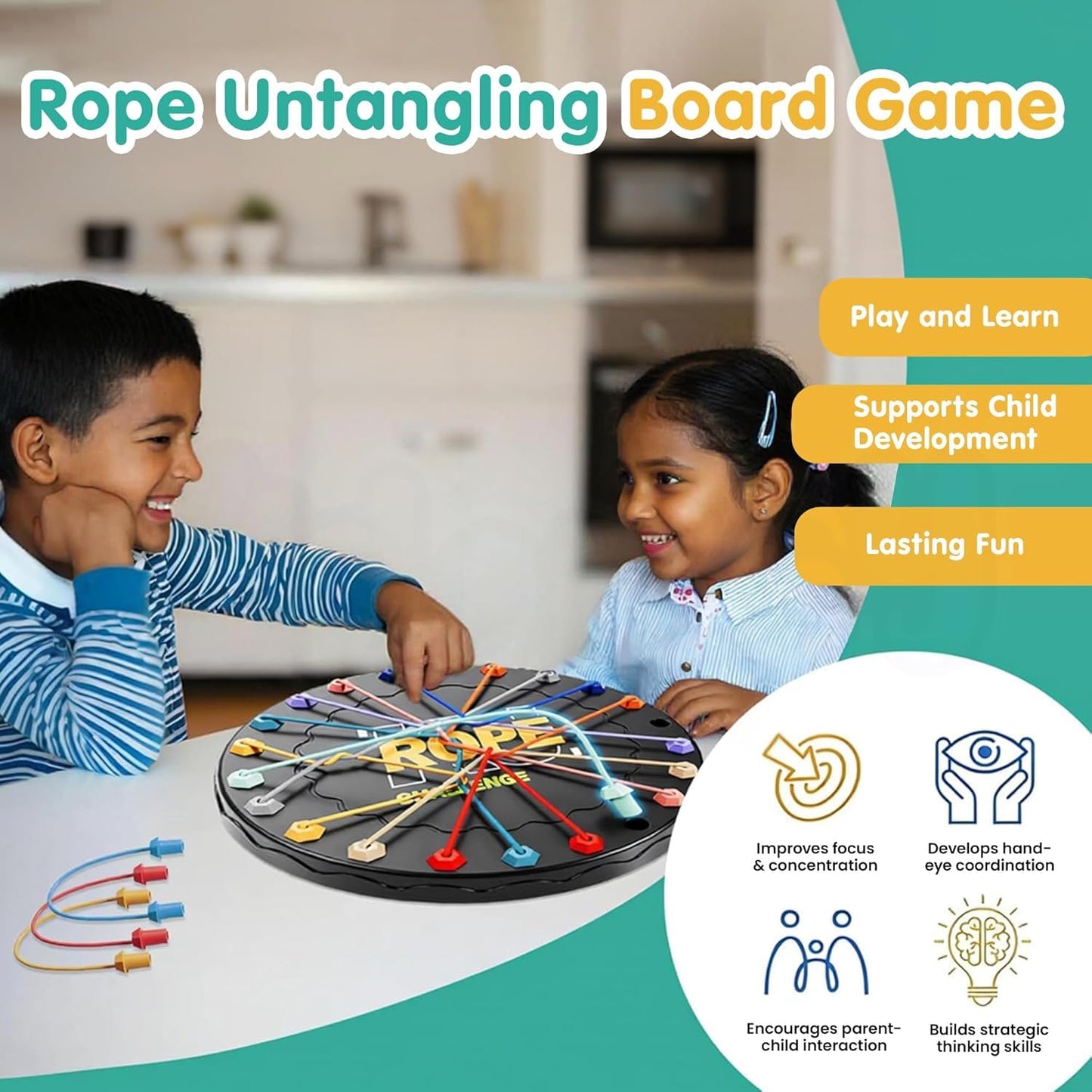 Triangle Rope Puzzle Game for Kids 4+ Years | Logic & Thinking Skills - Bouncy Boo - Kids Toys Store