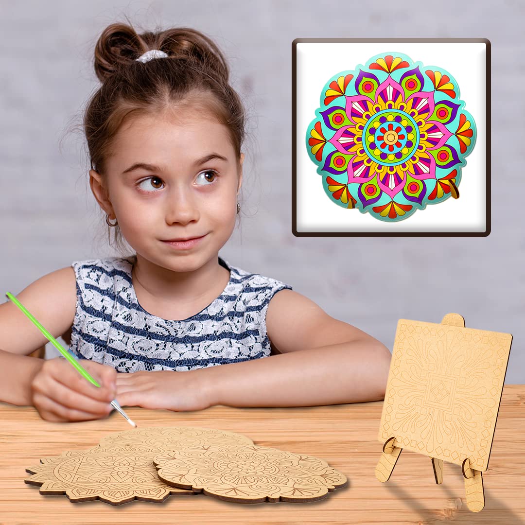 Wooden Mandala Colouring Kit for Kids 6+ – Improves Creativity & Art Skills - Bouncy Boo - Kids Toys Store
